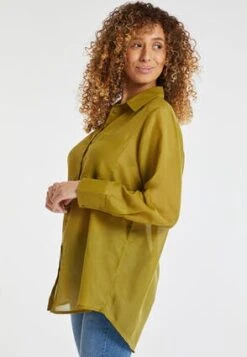 Womens Green Longline Sheer Shirt -Fashion Women's Clothing Sales 187406pls b1c19981e37cbe7