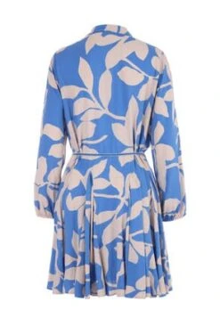 Womens Blue And Cream Flared Shirt Dress -Fashion Women's Clothing Sales 187588pls 5f2cd3d30221d41