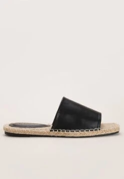 Womens Black Flat Espadrille Sandal