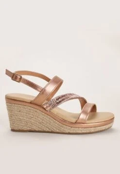 Womens Rose Gold Beaded Wedge Sandal