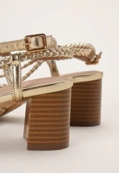 Womens Gold Strappy Block Heel Sandals -Fashion Women's Clothing Sales 187743pls 1f28eea447febba