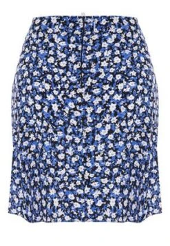 Womens Blue Ruched Floral Mini Skirt -Fashion Women's Clothing Sales 187786pls bcc080828ef923b