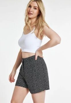 Womens Black Spot Front Pleat Shorts -Fashion Women's Clothing Sales 188081pls 9429c16763615c5