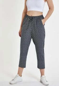 Womens Navy & White Geometric Cropped Trousers -Fashion Women's Clothing Sales 188121pls 808f07f50daa533