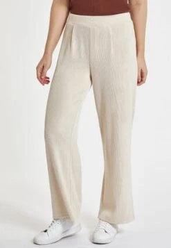 Womens Cream Ribbed Wide Leg Trousers -Fashion Women's Clothing Sales 188130pls 67c39d0da38801c