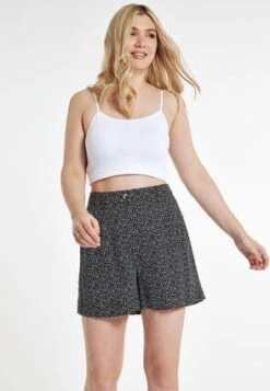 Womens Black Spot Front Pleat Shorts -Fashion Women's Clothing Sales 188189pls f85de270cc27d78