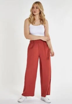 Womens Rust Red Wide Leg Trousers