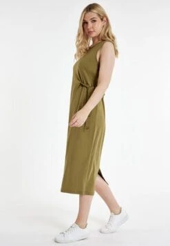 Womens Khaki Cotton Tie Midi Dress -Fashion Women's Clothing Sales 188240pls 337b3ee62f74da8