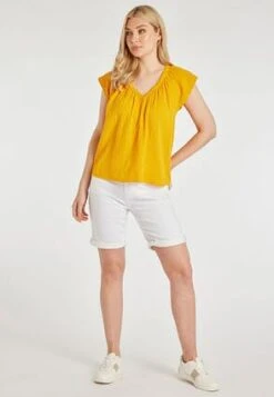 Womens Yellow Cotton Textured Top -Fashion Women's Clothing Sales 188447pls 52b0e01bfe1158d