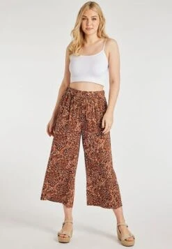 Womens Brown Animal Print Culotte