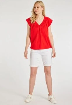 Womens Red Cotton Textured Top -Fashion Women's Clothing Sales 188476pls 7f0bea2a406ea23
