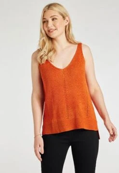 Womens Orange Knitted Vest