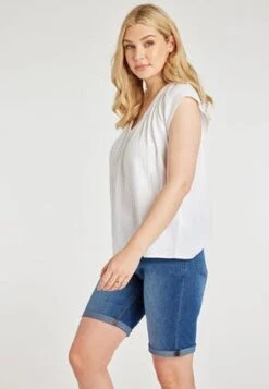 Womens White Cotton Textured Top -Fashion Women's Clothing Sales 188507pls b3bfb1e3f2fb8e3