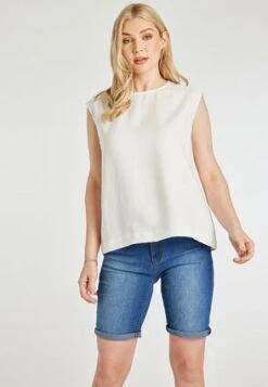 Womens Light Cream High Neck Top