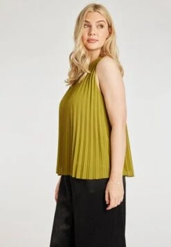 Womens Olive Green Pleated Halter Neck Top 3 Womens Olive Green Pleated Halter Neck Top -Fashion Women's Clothing Sales 188525pls 704a0a44763bc90