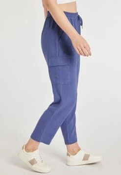 Womens Blue Linen Blend Cargo Trousers -Fashion Women's Clothing Sales 188569pls 370df5be1236fec