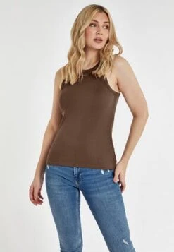 Womens Brown Racer Back Vest