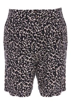 Women Leopard Print Linen Tailored Shorts