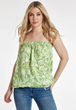 Womens Green Leaf Bandeau Top