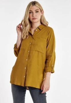 Womens Mustard Linen Shirt