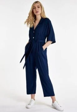 Womens Navy Blue Utility Jumpsuit