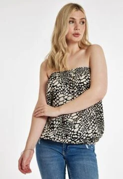 Womens Black & Cream Bandeau Top