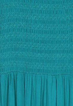 Womens Teal Shirred Bodice Summer Dress -Fashion Women's Clothing Sales 189358pls bc11fe1b491f212