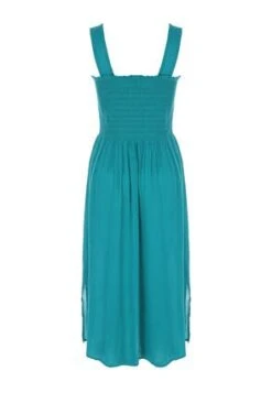 Womens Teal Shirred Bodice Summer Dress -Fashion Women's Clothing Sales 189359pls 4f390c3fd730517