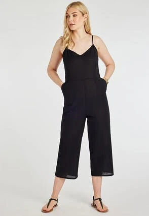 Womens Black Linen Blend Jumpsuit Womens Black Linen Blend Jumpsuit -Fashion Women's Clothing Sales 189366pls 465b7ed370f7027