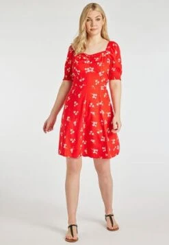 Womens Red Floral Knee Length Sweetheart Dress -Fashion Women's Clothing Sales 189393pls 9a0f74b118380c2