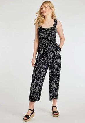 Womens Black Diamond Print Square Neck Jumpsuit Womens Black Diamond Print Square Neck Jumpsuit -Fashion Women's Clothing Sales 189419pls 15df422eacec41d