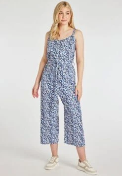 Womens Blue Ditsy Sleeveless Jumpsuit