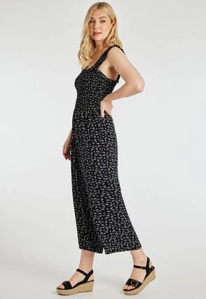 Womens Black Diamond Print Square Neck Jumpsuit Womens Black Diamond Print Square Neck Jumpsuit -Fashion Women's Clothing Sales 189473pls fdafb9683b9ff93