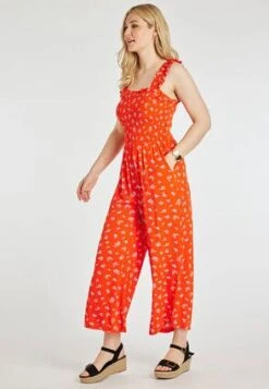 Womens Red Floral Ditsy Square Neck Jumpsuit -Fashion Women's Clothing Sales 189484pls 2790e7fff0e6e8d