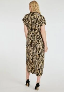 Womens Brown & Black Zebra Midi Shirt Dress -Fashion Women's Clothing Sales 189491pls 287dd7b74869638