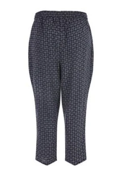 Womens Navy & White Geometric Cropped Trousers -Fashion Women's Clothing Sales 189988pls df019fdfcea1f71