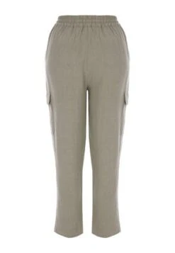 Womens Khaki Linen Blend Cargo Trousers -Fashion Women's Clothing Sales 190015pls ffee9575e15e2b4