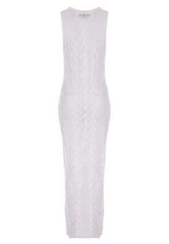 Womens White Pointelle Knitted Maxi Dress -Fashion Women's Clothing Sales 190193pls 2f55bee3f28009a