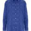 Womens Blue Broderie Detail Shirt