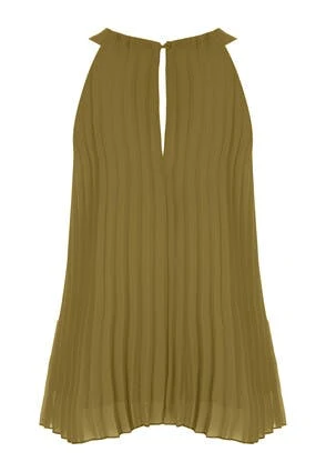 Womens Olive Green Pleated Halter Neck Top Womens Olive Green Pleated Halter Neck Top -Fashion Women's Clothing Sales 190266pls 95b7df49c284f90