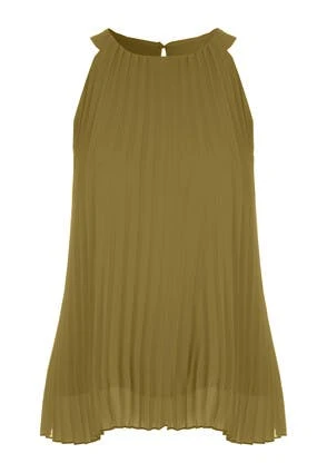 Womens Olive Green Pleated Halter Neck Top Womens Olive Green Pleated Halter Neck Top -Fashion Women's Clothing Sales 190276pls 89162d4e2e480ac