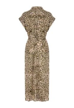 Womens Light Green Animal Print Midi Shirt Dress -Fashion Women's Clothing Sales 190423pls 6339c7218f1c2d7