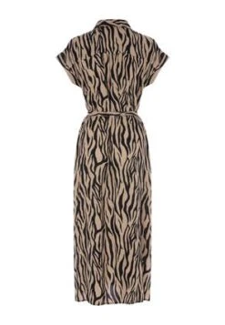 Womens Brown & Black Zebra Midi Shirt Dress -Fashion Women's Clothing Sales 190637pls 300c7810dffe538