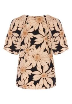 Womens Black & Cream Daisy Print Blouse -Fashion Women's Clothing Sales 190647pls e485674673c0d1a