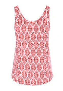 Womens Red & White Leaf Print Vest Top -Fashion Women's Clothing Sales 190709pls 93272c5bd9675f1
