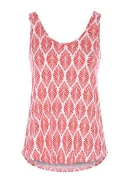 Womens Red & White Leaf Print Vest Top -Fashion Women's Clothing Sales 190722pls 5b0f62430c9713b