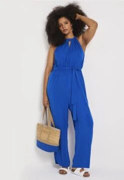 Womens Colbalt Blue Halter Neck Jumpsuit