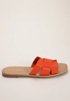 Womens Orange Crossover Sandals