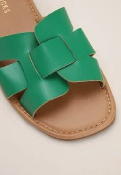 Womens Green Cross Strap Flat Sandals -Fashion Women's Clothing Sales 190945pls 943c9a94055c7b3