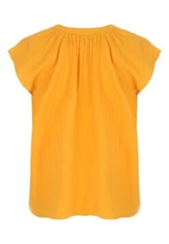 Womens Yellow Cotton Textured Top -Fashion Women's Clothing Sales 191253pls da7600ae3a6952c